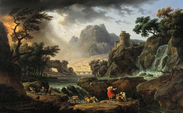 Emile Jean Horace Vernet Mountain Landscape with Approaching Storm France oil painting art